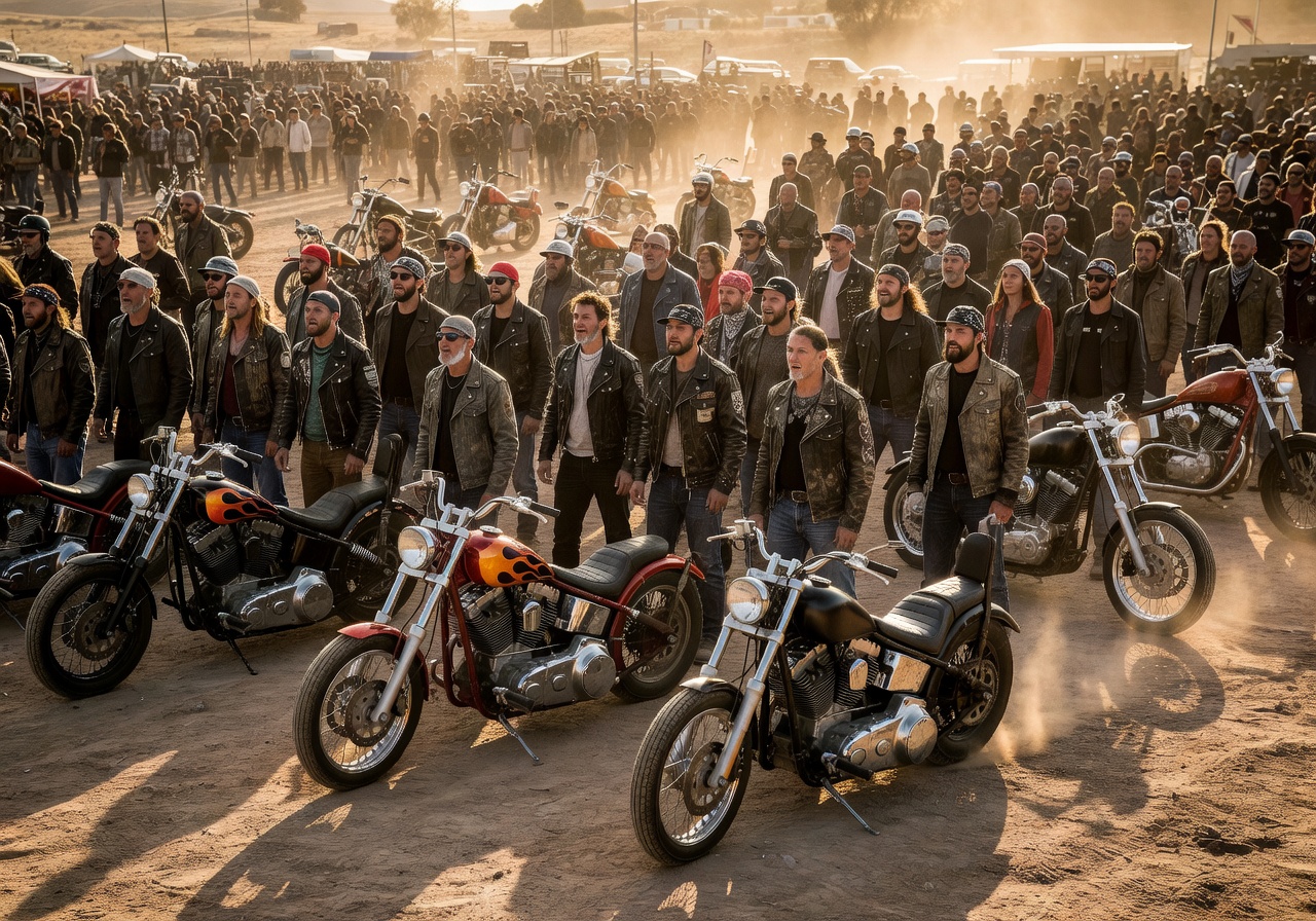 Custom bike rally crowd shot