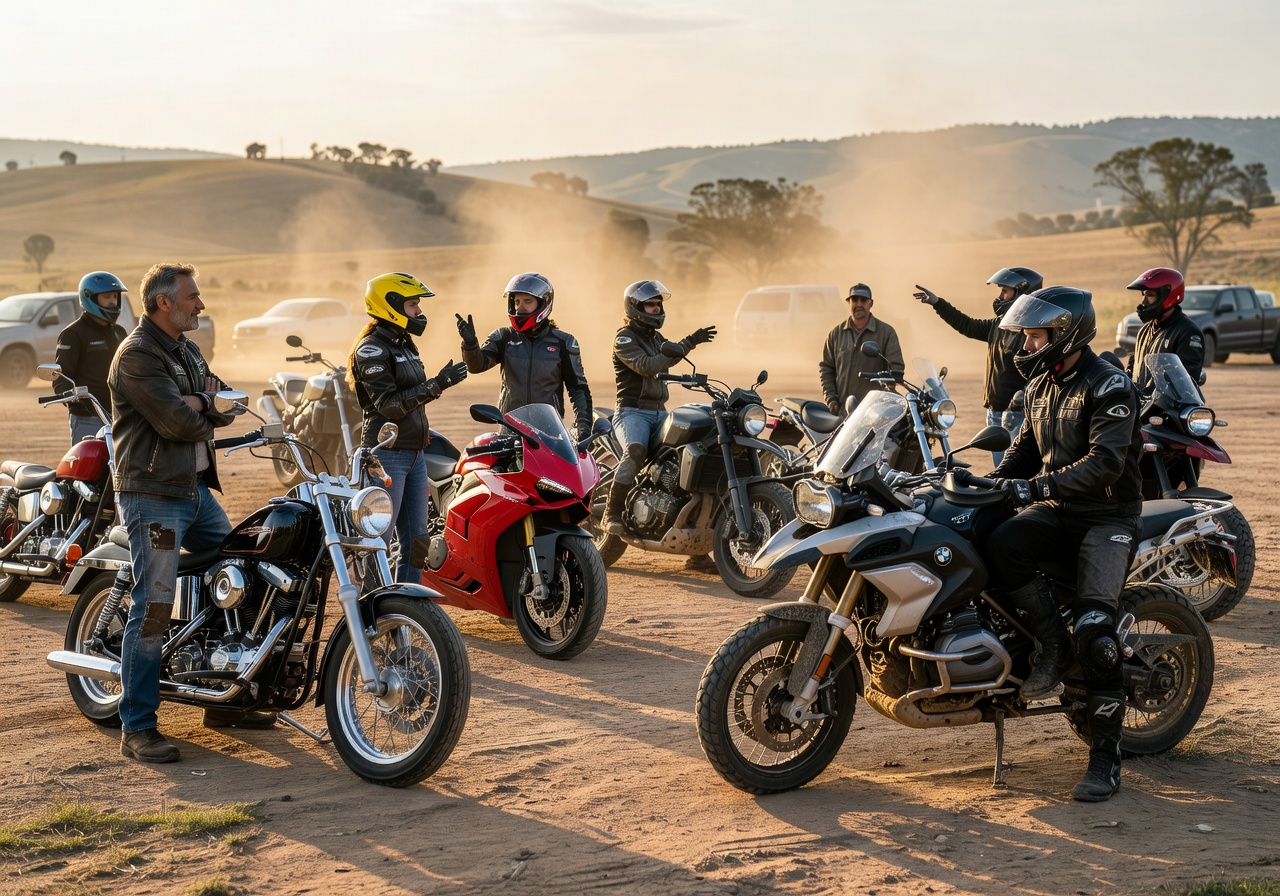 Group of riders at meetup point